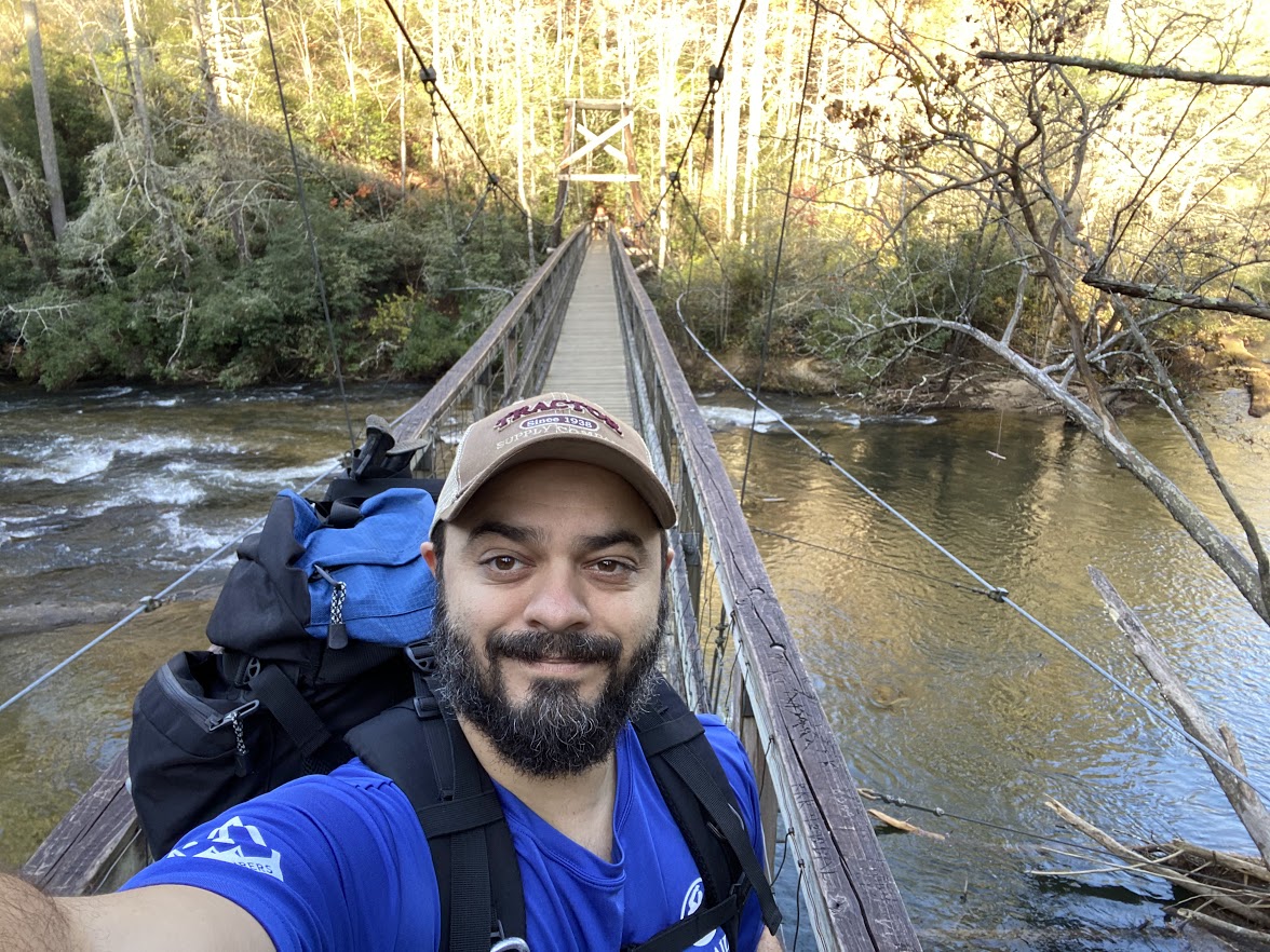 toccoa swinging bridge selfie